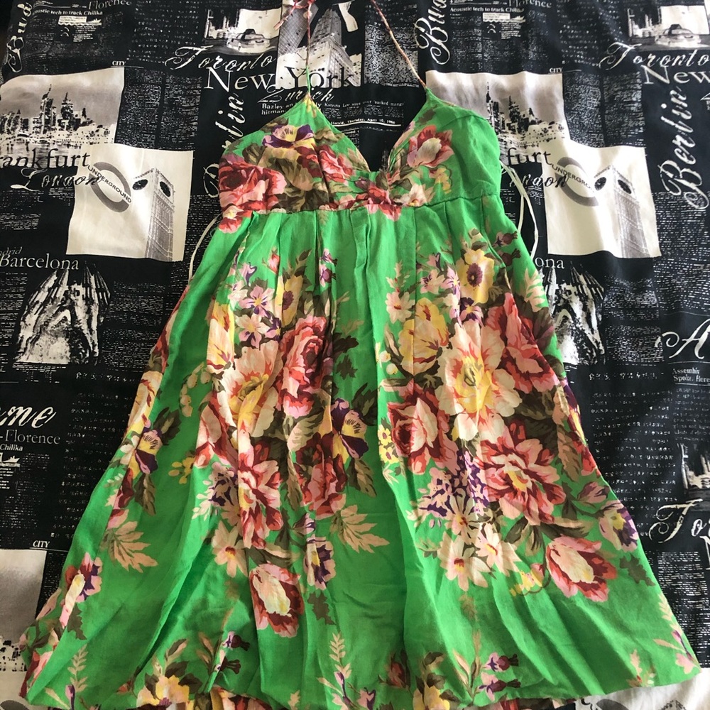 Green halter dress